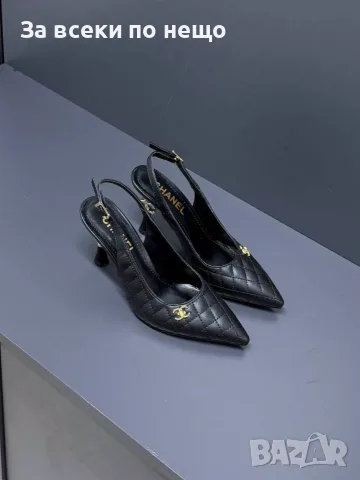 Chanel Елегантни Дамски Обувки С Капитонирана Кожа И Златно Лого На Токчето Код SEM-398, снимка 2 - Дамски обувки на ток - 55867540