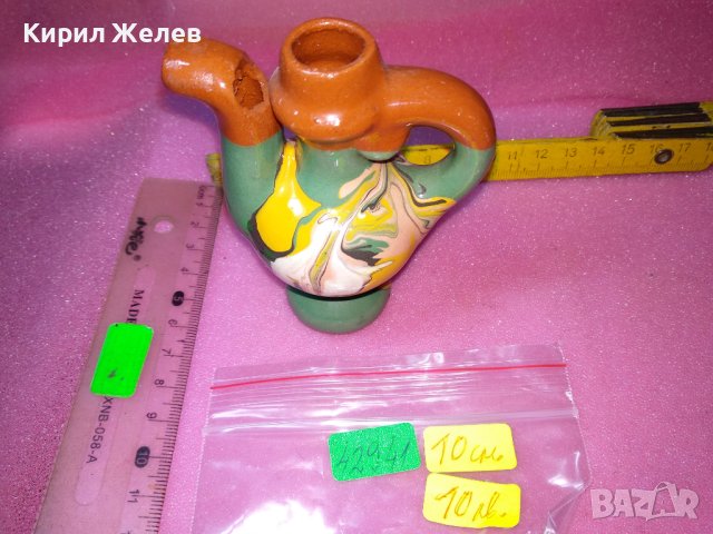 КЕРАМИЧНО БЪРДУЧЕ СВИРКА РЪЧНА МАЙСТОРСКА ИЗРАБОТКА ТРАДИЦИОНЕН ЕТНО СУВЕНИР ГЛЕДЖОСАНА ГЛИНА 42941, снимка 7 - Декорация за дома - 44297439