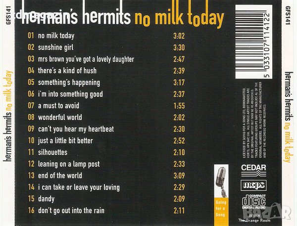 Компакт дискове CD Herman's Hermits – No Milk Today, снимка 2 - CD дискове - 35249308
