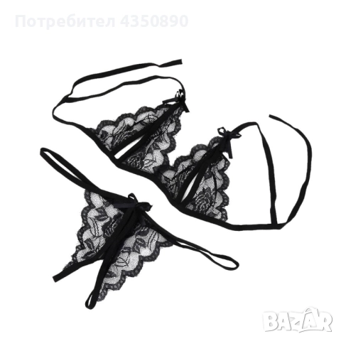 Еротично бельо секси комплект от дантелен сутиен и прашки с отворено дъно, секси бельо - Код: B1215, снимка 2 - Бельо - 51958612