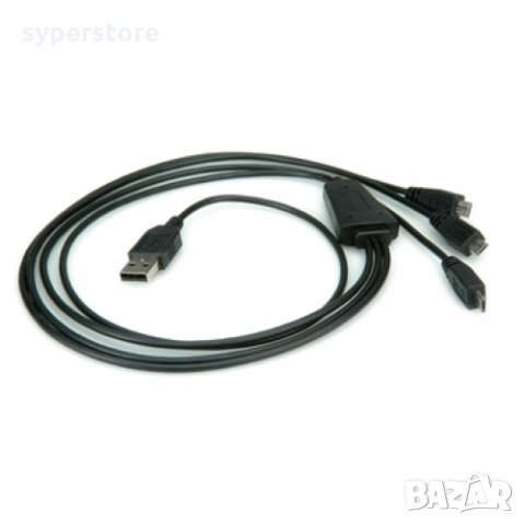 Кабел преходник USB-A към 3 USB Micro B Digital One SP01205 Черен USB Type A to 3 x USB Micro B M/M, снимка 2 - Кабели и адаптери - 31361274