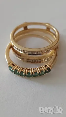 Златен пръстен с изумруди и брилянти, снимка 5 - Пръстени - 49774859