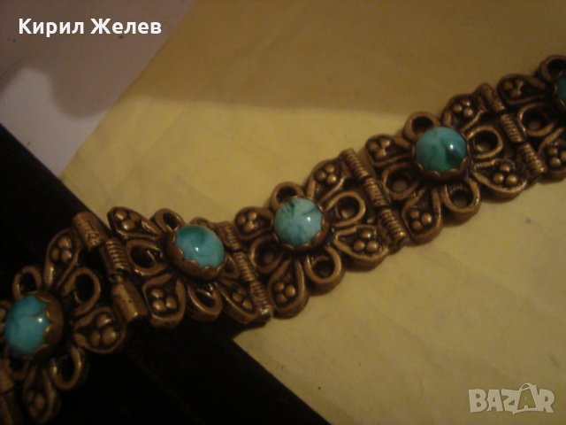 ВЪЗРОЖДЕНСКА БРОНЗОВА ЕТНО ГРИВНА с НАТУРАЛНИ ШЛИФОВАНИ СКЪПОЦЕННИ КАМЪНИ ТУРМАЛИН МАЙСТОРСКА 23471, снимка 11 - Антикварни и старинни предмети - 33846568