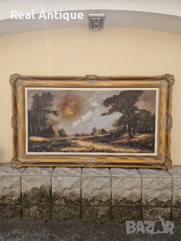 Уникална огромна авторска майсторска белгийска картина масло върху платно , снимка 1