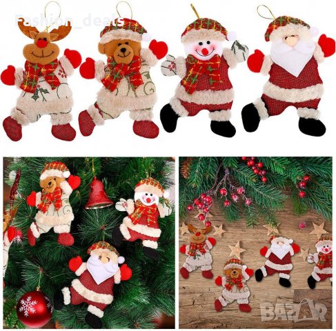 Нови 4 броя Висяща украса Дядо Коледа Снежен човек Мече Елен Декорация дом Коледа, снимка 4 - Декорация за дома - 39345656