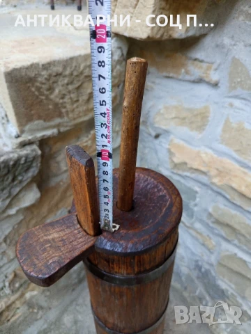 Соц Стара Дървена Буталка Чутура За Разбиване На Масло., снимка 15 - Антикварни и старинни предмети - 50648799