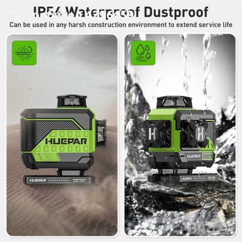 Лазерен нивелир Huepar Z04CG, 16 зелени линии 4D, снимка 6 - Измервателни инструменти - 52163336