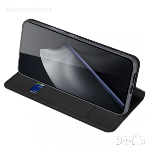 DUX DUCIS Кожен калъф за Xiaomi 15T - Държач за Карти и Стойка, вкл. Протектор (Черен, Син), снимка 6 - Калъфи, кейсове - 52387595