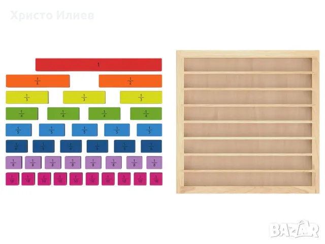 Дървена обучителна образователна математическа дъска за дроби за смятане, снимка 4 - Образователни игри - 49003144