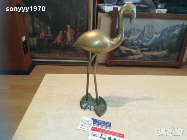 голямо фламинго-мед/месинг/бронз-33х20х16см, снимка 12 - Колекции - 30243701