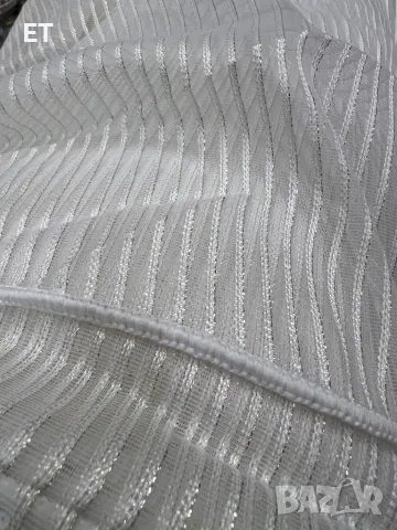 Перде мрежа с ламе,бяло със злато