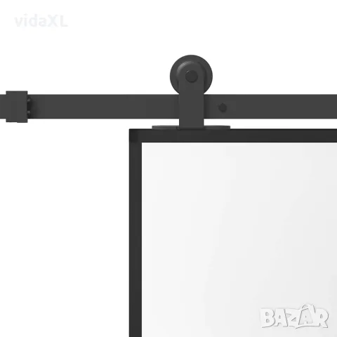 vidaXL Плъзгаща се врата с обков 76x205 см Закалено стъкло&Алуминий, снимка 5 - Входни врати - 56147078