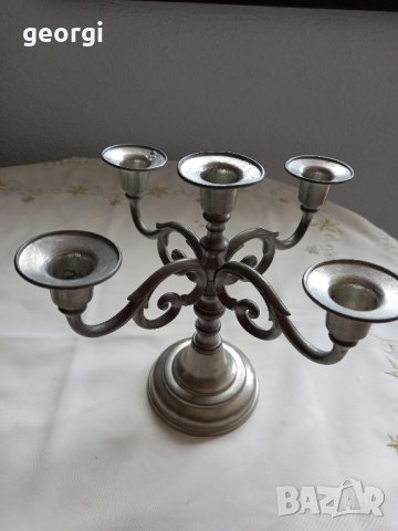 немски цинков свещник петица, снимка 2 - Декорация за дома - 44462084