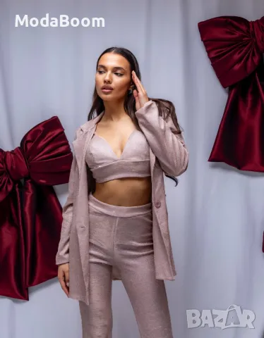 Розов дамски комплект от три части , снимка 5 - Костюми - 48286323