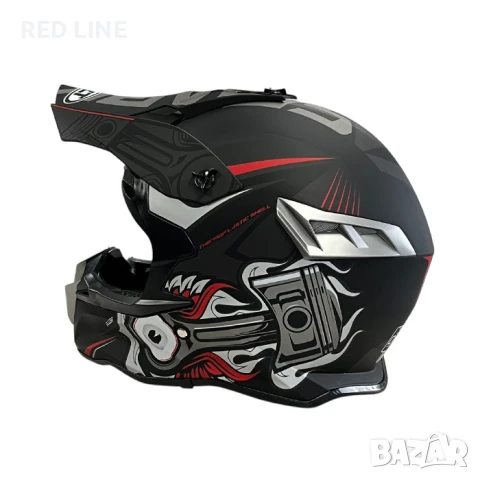 Каска за мотокрос 188 Matt Black/Grey Red, снимка 2 - Аксесоари и консумативи - 50817350