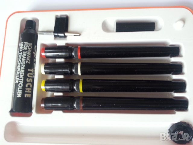 Рапидографи Scribent германски к-т от 4 писалки, Рапидограф на "Ален мак", Попово, НОВИ, неползвани 