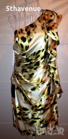 Forever Unique Нова Луксозна Сатенена Рокля с едно рамо и ефектни набори , снимка 6 - Рокли - 30619580