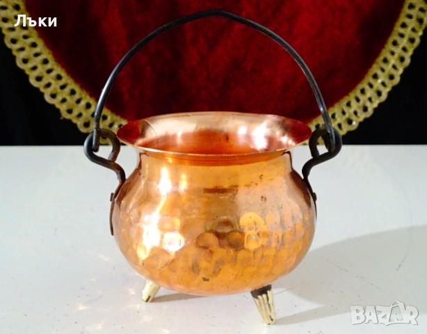 Медно менче 100 мл.,ръчно ковано , снимка 3 - Антикварни и старинни предмети - 54045321