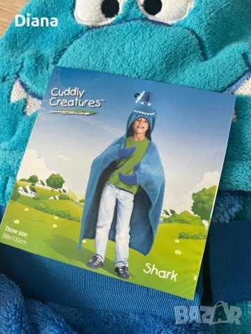 Нов детски халат - одеало Акула, снимка 3 - Спално бельо и завивки - 52288275