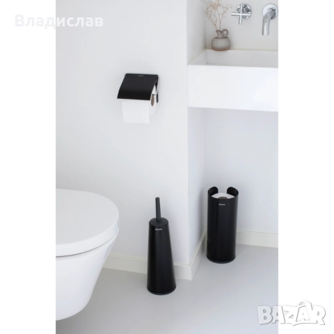 Комплект аксесоари за тоалетна Brabantia ReNew Matt Black 3 части, снимка 2 - Други - 52585533
