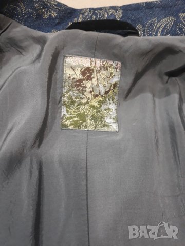 Елегантно дамско тъмносиньо яке / сако със златисти мотиви Енита, снимка 6 - Сака - 31343782