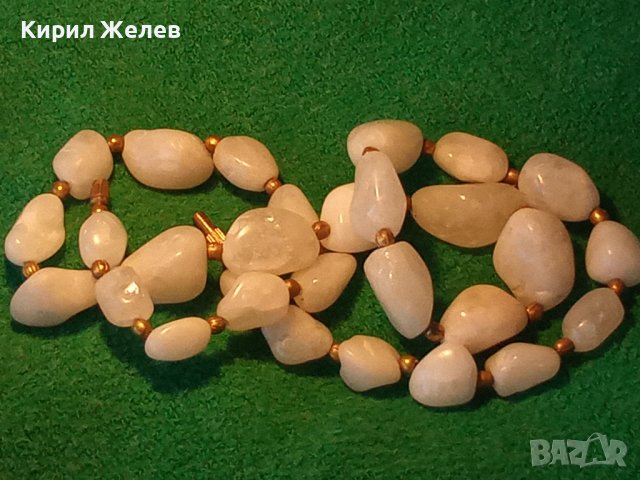 МЛЕЧЕН КВАРЦ - ПРЕКРАСНО РЕТРО АР НУВО СТИЛ КОЛИЕ от ПОЛИРАНИ ПОЛУСКЪПОЦЕННИ КАМЪНИ и БРОНЗ 34697, снимка 2 - Колиета, медальони, синджири - 39189611