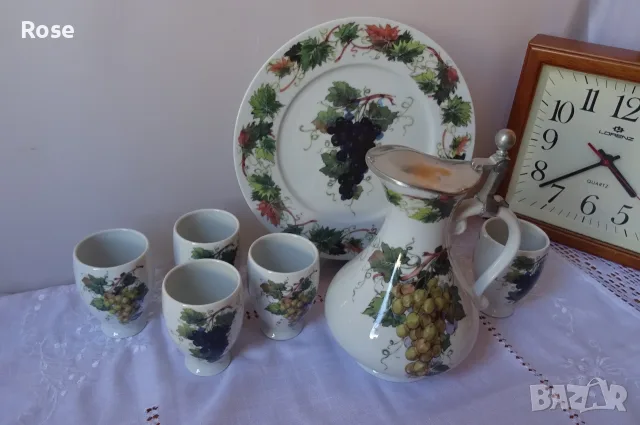 Немски порцеланов сервиз за вино Dr. Merkle Atelier, ръчна декорация , снимка 4 - Сервизи - 55809834