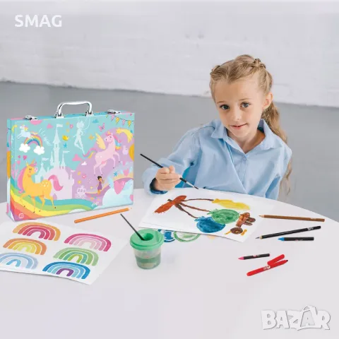 Луксозна дървена кутия за рисуване на еднорог със 100 аксесоара S_1227944, снимка 2 - Рисуване и оцветяване - 49256085