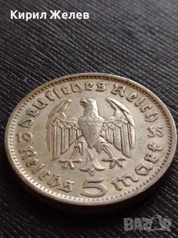 СРЕБЪРНА МОНЕТА 5 райхсмарки 1935г. Германия Трети Райх PAUL von HINDENBURG 29687, снимка 5 - Нумизматика и бонистика - 38491097