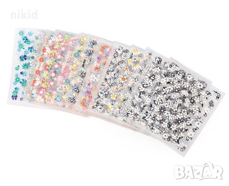 30 бр. 3d листа самозалепващи лепенки ваденки за нокти цветя цветчета маникюр, снимка 6 - Продукти за маникюр - 14569198