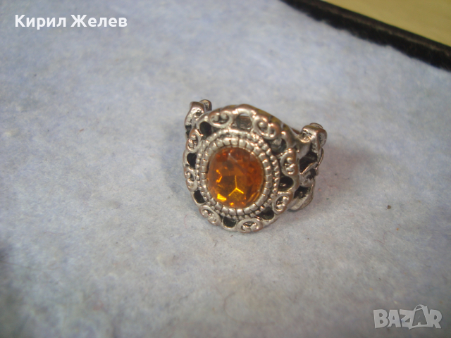 Стар ПОСРЕБРЕН АРТ НУВО АЖУРНО ИЗРАБОТЕН СКЪПОЦЕНЕН МЕДЕН ПРЪСТЕН с ФАСЕТИРАН ЦИТРИН 21098, снимка 10 - Антикварни и старинни предмети - 36393639