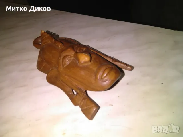 Малка дървена африканска маска абанос на ангел 180х87х44мм ръчна изработка, снимка 2 - Декорация за дома - 48429123