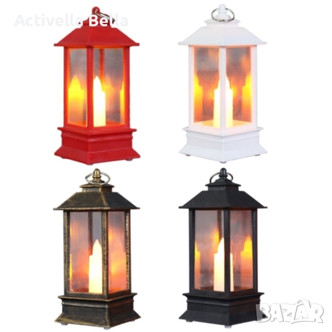 Висяща декоративна лампа тип фенер със свещ на батерии. Материал: PVC пластмаса  Размер: 13х5.5см  Б, снимка 3 - Други - 52523068