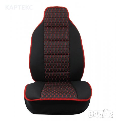 Тапицерия Тип Масажор 1+1 За Предни Седалки Лукс Черна С Червен Шев, Еко Кожа, снимка 2 - Аксесоари и консумативи - 37801438