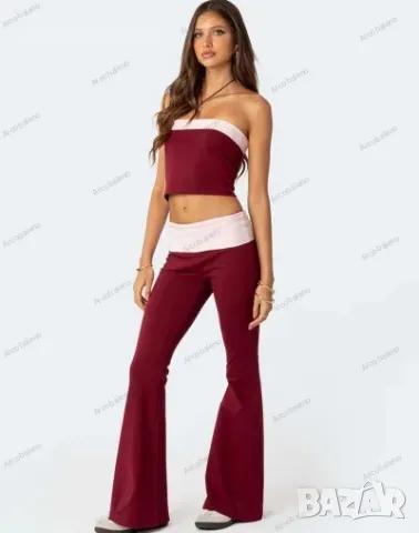 Нови дамски модерни, удобни, вталени панталони с ниска талия, 2цвята, снимка 4 - Панталони - 43465043