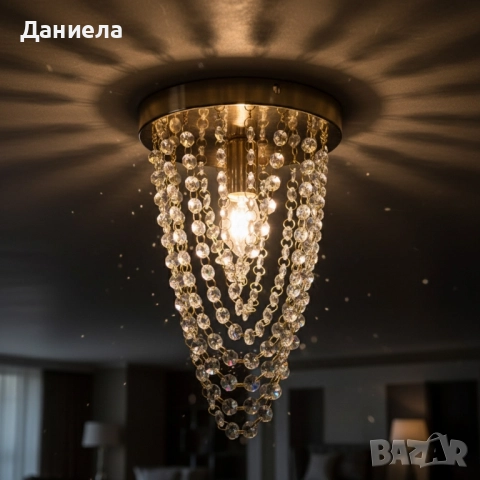 Луксозен плафон с кристали – впечатляващ светлинен ефект