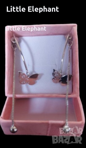 Ср вис обеци пеперуди back and front,дълга задна част,колекция"Butterflies"/нови