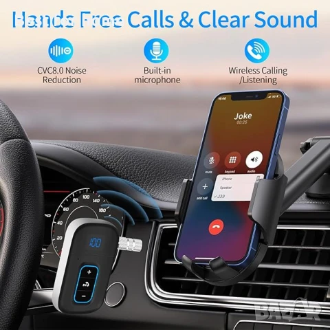  Bluetooth стерео адаптер с LED дисплей за автомобил, домашна система и др., снимка 2 - Други - 51309530