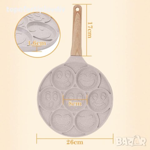 Тиган за палачинки и яйца Bobikuke Smiley Face Pancake Pan,Нов, снимка 3 - Съдове за готвене - 42755012