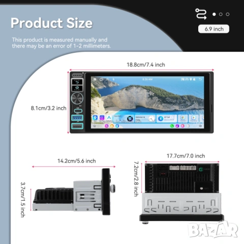Мултимедия Android Auto, Carplay, плеър, единичен дин, навигация, кола, автомобил, 1DIN, с Андроид , снимка 8 - Аксесоари и консумативи - 53060508