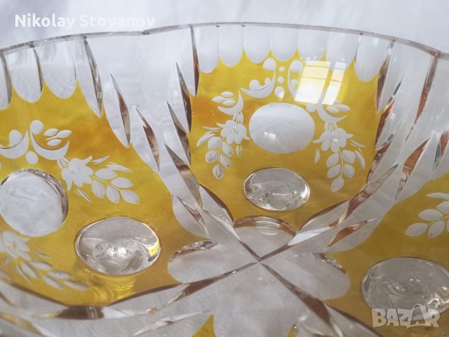 Кристална купа от 20-те години на 20-ти век - Бохемия, снимка 7 - Антикварни и старинни предмети - 31106792