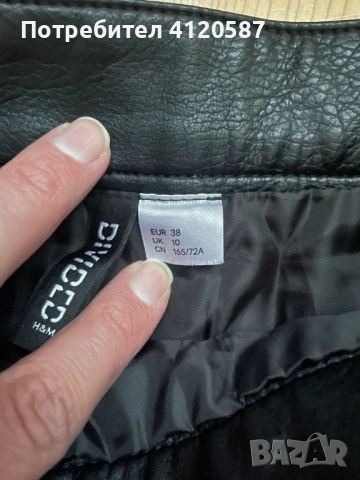 Дамска къса кожена пола НМ, снимка 3 - Поли - 53178496