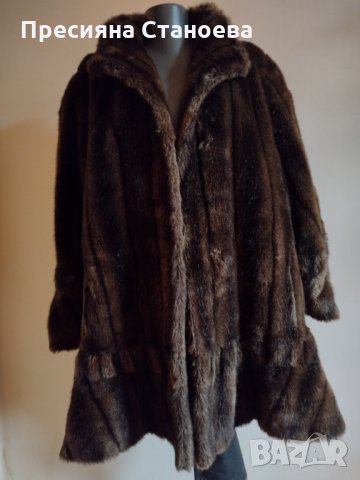 Tissavel Франция Sears изкуствена кожа кафяво палто, снимка 7 - Палта, манта - 34401453