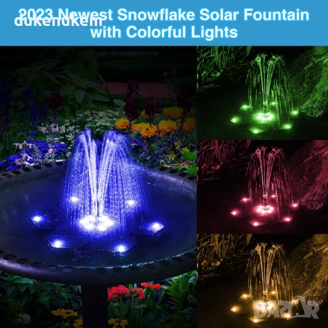 SZMP Соларен фонтан с 12 LED светлини, със забележка, снимка 3 - Градински мебели, декорация  - 52410039