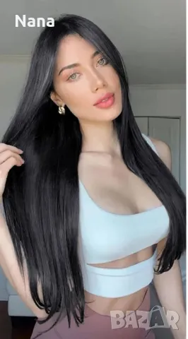 Черни треси екстеншън синтетичен косъм. Дължина 60см,грамаж 100гр. Цена за 1 брой треса 40лв., снимка 4 - Аксесоари за коса - 48498659