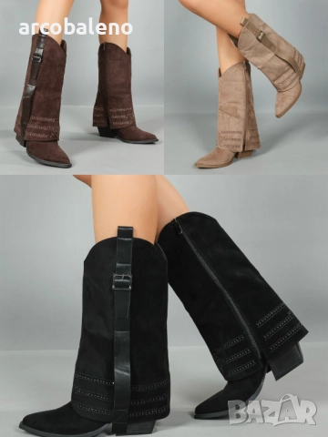 Дамски уестърн и байкърски ботуши, 3цвята 