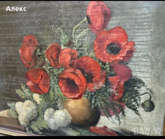 Макове– MAX STRECKENBACH– (GERMAN 1865-1936) Масло, платно, подпис! 84см/ 69см, снимка 4 - Картини - 47399134