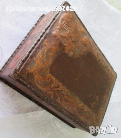 Стара ролетка 10 метра,  ролетка за мерене, кожа месинг маркировка, кутия кожа и дърво за цигари, снимка 16 - Антикварни и старинни предмети - 32607772