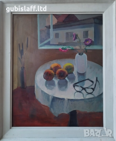 Картина "Натюрморт с прозорец",худ. П. С. Петков (1924-1976)