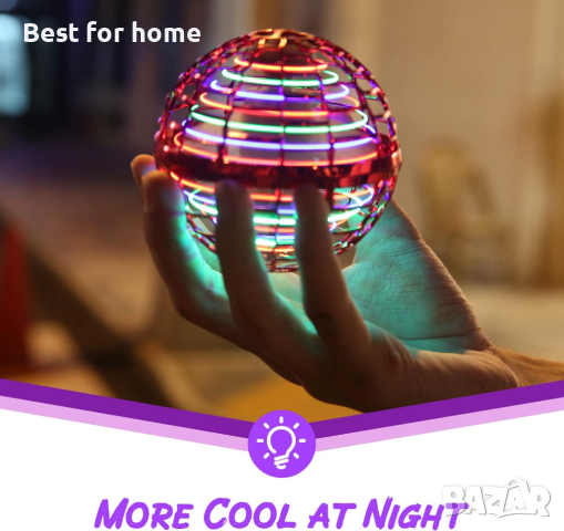 LED летяща топка Flynova Pro, Акумулаторна с USB, Червена Синя, снимка 5 - Влакчета, самолети, хеликоптери - 44781987